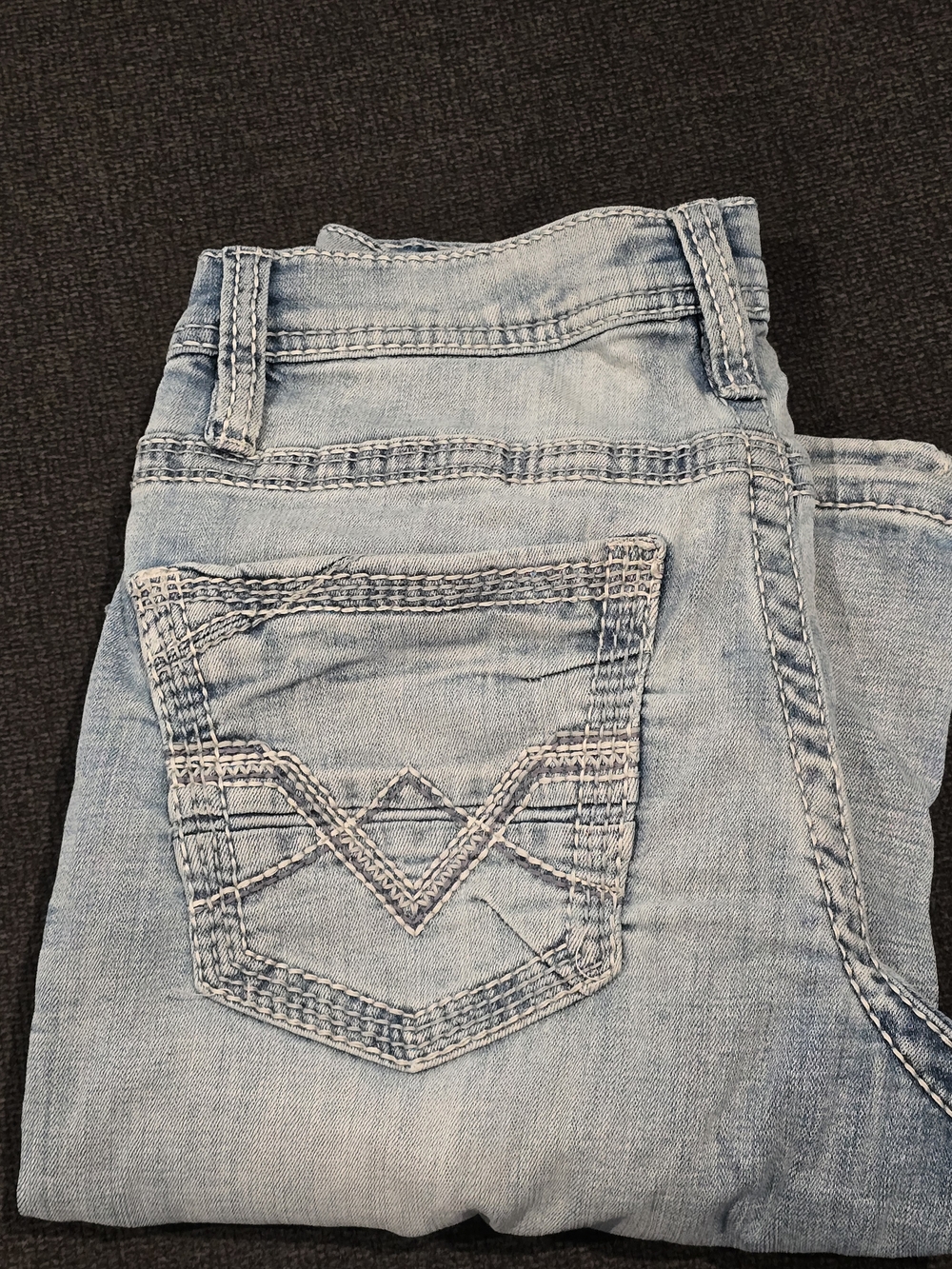 BKE Light Blue Kids Skinny Jeans with Embroidered Back Pocket